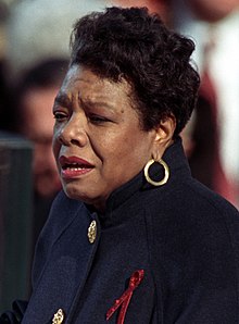Angelou reciting her poem "On the Pulse of Morning" at US President Bill Clinton's inauguration, January 20, 1993